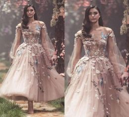 2019 vero Paolo Sebastian primavera abiti da ballo maniche lunghe ricamo floreale abiti da sera festa appliques lunghezza alla caviglia tulle forma4540219