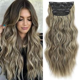 Piece Piece Piece Synthetic Clip In Hair Long Wavy 6pcs/Set Clipon Piece Ombre Black Blonde Brown Thickness Hairpieces Weave Fake H