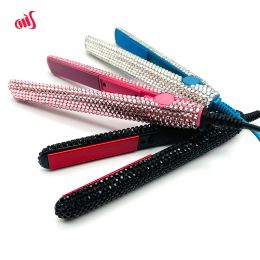 Irons Hair Straightener and Curler With Rhinestones 2 in 1 Mini Bangs Ceramic Tourmaline Plate Flat Iron For Short Hair