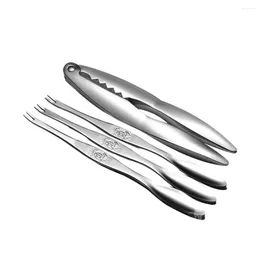 Flatware Sets 4 Pieces Set Seafood Cracker Reusable Dual End Engraved Mirror Polished Stylish Heats-resistant Odorless Fork Pliers