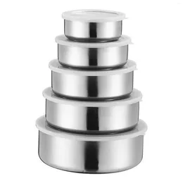 Kitchen Storage 5 PCS Stainless Steel Food Container Sealed Crisper Lunch Box Bowls With Lids Bowl