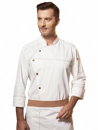 high Quality Chef Jacket Catering Pure Cott Workwear Hotel Kitchen Uniform Restaurant Cook Shirt Lg Sleeved Work Clothes 50KR#