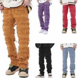 men Ripped Jeans Distred Denims Pants Fi Hip Hop Patchwork Jeans Streetwear Trousers Vintage Streetwear C3ym#