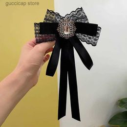 Bow Ties Korean Version Bow Tie Luxurious Rhinestone College Style Accessories Temperament Shirt Professional Uniform Sweater Collar Pin Y240329