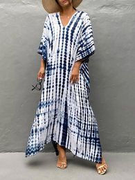 Women's Long Caftans Print Bathing Suit Cover Up Casual Maxi Dress Plus Size Kaftan Robe Tunic Kimono Summer Beach Wear