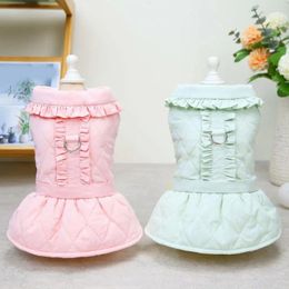 Dog Apparel Stylish Pet Outfit Ruffles Hem Clothes With Tow Ring Dress Up Wedding Princess Style Dogs Clothing