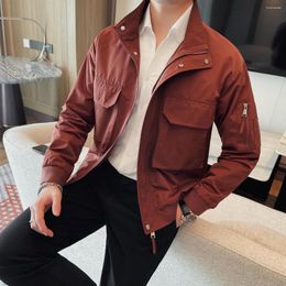 Men's Jackets Ropa Hombre Jacket High Quality Korean Luxury Clothing Big Pockets For Men Stand Collar Slim Fit Casual