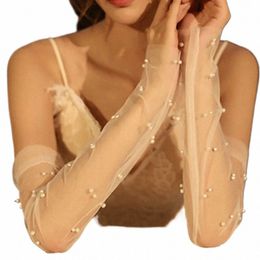 elegant Ladies Lace Silk Bow Gloves Ultra Thin Stretchy Sheer Tulle Gloves Black White Mittens Bride Wedding Prom Party Supplies N2ck#