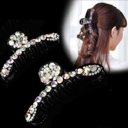 Hair Clips Haimeikang Women Hair Claws Tiara Fashion Headwear Headdress Rhinestone Shiny Colour Hair Clip Ladies Ponytail Hair Accessories Y240329