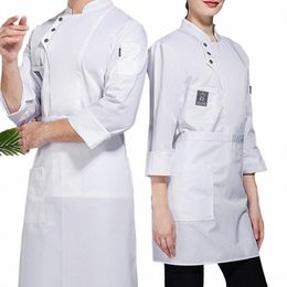 chef Shirt Single-Breasted Lg Sleeve Chef Coat Men Women Wable Chef Uniform Restaurant Bakery Food Service Cooking Clothes o2mA#