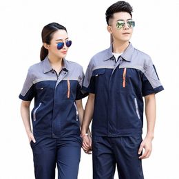 summer Work Clothing Men Working Coveralls Reflective Tape Thin Breathable Uniforms Factory Workshop Service Car Repairman Suits J1yU#