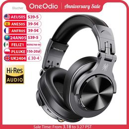 Cell Phone Earphones Oneodio Fusion A70 Bluetooth 5.2 Headphones Hi-Res Audio Over Ear Wireless Headset Professional Studio Monitor DJ Headphones 72HL2403