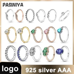 Cluster Rings 2024 Winter Collection Charms Sparkling Overlapping Ring Hearts With Logo For Woman Crossover 925 Sterling Silver