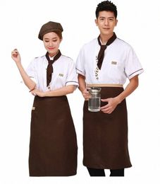 hotel kitchen and back chef short sleeved women's set thin cafeteria chef uniform summer cake shop baker work uniform j1nd#