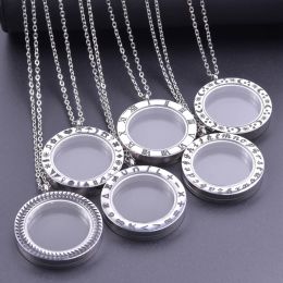 Necklaces 5Pcs Hip Hop Moon Sun Star Round Glass Memory Living Photo Floating Locket Pendant Chain Necklaces For Women Men Gift Jewellery