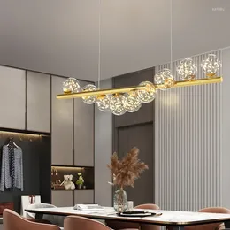 Chandeliers Modern Long Chandelier Hanging Glass Ball Dining Table Room LED Kitchen