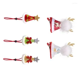 Dog Apparel 67JE Funny Santa Hat With Hairpin Pet Headwear Po Props For Cats And Dogs