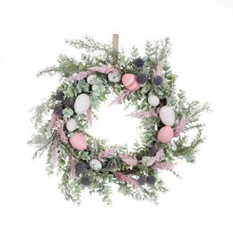 Decorative Flowers Front Door Decorated Artificial Eggs Fake Garlandx Wedding 50cm Happy Easter Xmas Nordic Phoenix Natural Rattan Wreath