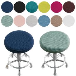 Chair Covers Solid Color Round Seat Slipcover Elastic Thickened Stretchable Household Dining Cover Bar Case Stool