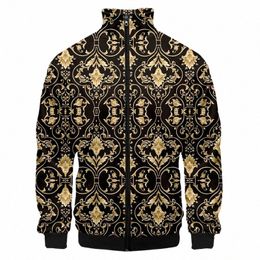 luxury Golden Pattern Men/Women's Jacket Bomber Men's Jacket Women Pockets Zipper Lg Sleeve Coat Top Spring Clothes Jackets 52Uq#