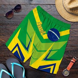 Men's Shorts Brazil Flag Map 3D Print Short Pants For Men Clothes Casual Hawaiian Beach Brazilian National Emblem Trunks Male Trousers