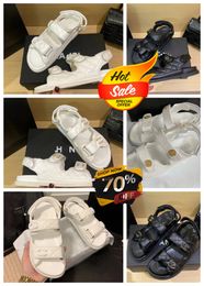 2024 New Designer Sandals Women Black White Calfskin shoes Quilted Platform Flats Low Heel Wedge Diamond Buckle Slip On Ankle Strap Flip Flop