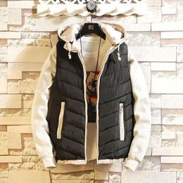 Men's Vests Brand Vest Winter Sleeveless Jackets Men Hooded Warm Casual Outwear Hat Detachable Outer Waistcoats L196