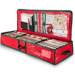 Storage Bags Christmas Ornament Organiser Durable Wrapping Paper Bag With Flexible Partitions Capacity Pockets For Gift