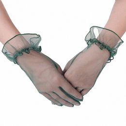 wedding Tulle Gloves for Women Bridal Ultra Thin Sheers Mittens Black White Short Mesh Full Finger Gloves Party Jewelry t9pZ#