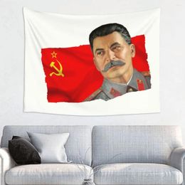 Tapestries Josef Stalin And USSR Flag Tapestry Home Decor Customized Hippie Wall Hanging Russia Soviet Union Communist