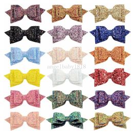 Baby Girls Bow Glitter Barrettes Children Kids Paillette hairpins Clips With Metal Teeth Clip Boutique 5inch Bows Hair Accessories