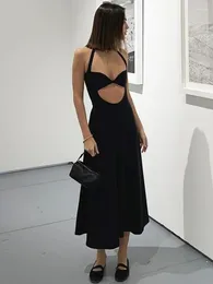 Casual Dresses Slim Sleeveless Sundress Femme Party Sexy Bandage Evening Dress Woman Hollow Out For Women 2024 Backless