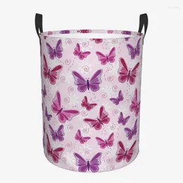 Laundry Bags Butterfly Print Dirty Basket Foldable Oxford Fabric Organiser Bucket Clothes Children's Toys Large Capacity Storage Home