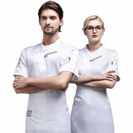 catering Kitchen Chef Work Clothes Short Sleeves Hotel Restaurant Hot Pot Shop Chef Uniform Summer Chef Clothing Jacket Overalls k0Do#