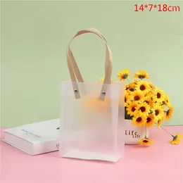 Storage Bags 1Pc Semi Transparent PVC Frosted PP Handbag Christmas Gift Packing Candy Bridesmaid Wedding Souvenir Flower Year Bag