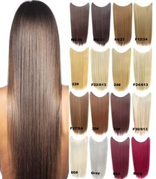 Whole Paidian Thin 22inch Straight Fish Line Hair Extensions Synthetic halo Hair HairPieces One Piece Heat Resistance Fibre 19853354