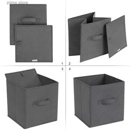 Other Home Storage Organisation Foldable Fabric Storage Box Cube Bins Fabric Organiser Storage Basket Foldable Nursery Drawer Function Dual Handle Y240329