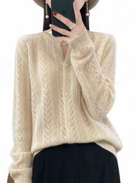 wool Cardigan Womens Clothing O-neck Sweater Mujer Lg Sleeve Tops Knitwears Korean Fi Style New In Outerwears Crochet F6Kt#