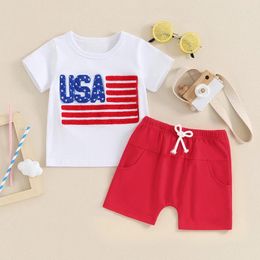 Kleidungssets Kleinkind Junge 4. Juli Outfit USA T-Shirts für Baby Kurzarm Tops Amerikanische Flagge Shorts Säugling Patriotische Kleidung