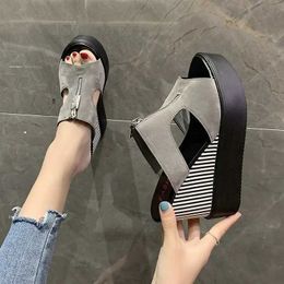 Slippers Wedge Sandals Women Summer Elegant High Platform Sandalias jer Solid Heels 2022 H240328SX2C