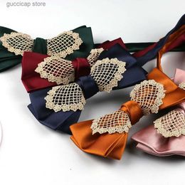 Bow Ties Solid Colour casual bow multi-color sales source manufacturers mens yarn-dyed bow tie polyester suit dress collar Y240329