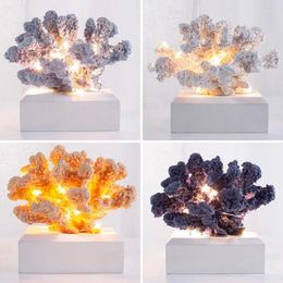 Decorative Figurines Simulated Resin Coral Jewellery Porch Wine Cabinet Desk El Home Decoration Led Lamp