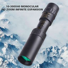 New 10-300X40 Metal Continuous Zoom Monocular Mobile Phone High-Definition Scope Tourism Telescope Outdoor Adjustable Hunt Came R0k7