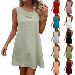 Casual Dresses Women's Solid Colour Slant Neck Fall Floral Dress For Women Cute Summer Short Two