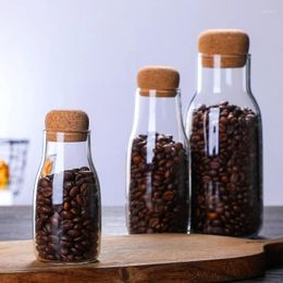 Storage Bottles Factory Wholesale Glass Coffee Bean Pot Tea Flower Transparent Sealed Soft Wood Covered