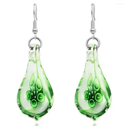 Dangle Earrings 2024 Fashion Murano Glass Water Drop Flower Pendant For Women Colourful Lampwork Morano Earring Girl