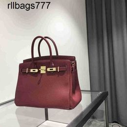 Bk Designer Bag Leather Handbag Yixxi Custom High Quality Wine Red Platinum Top Layer Cowhide Women's Large Capacity Bride's