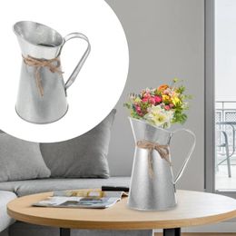 Vases Tin Flower Bucket Vintage Decorations Chic Dried Vase Iron Arranging Kettle Po Prop Stand Multi-function