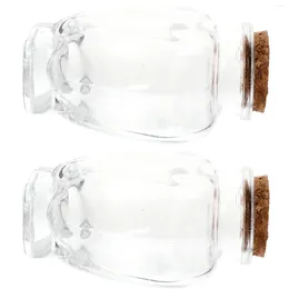 Storage Bottles 2 Pcs Miniature Wishing Bottle Decor Candy Buffet Holder Glass Containers With Lids