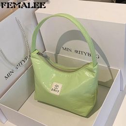 Shoulder Bags Patent Leather Vintage PU Bucket Handle Purses 2024 Designer Letters Underarm Trendy Women Hand